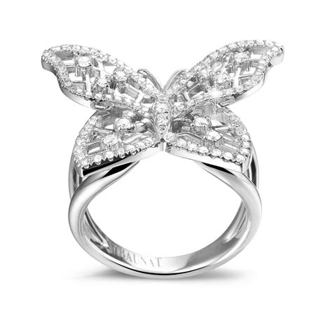 075 Carat Diamond Butterfly Design Ring In White Gold Baunat