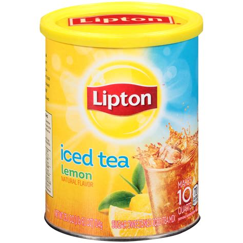 So don't just default to the usual, enjoy the sweet lemon just pour 4 tbsp of lipton iced tea mix in a glass, add 1 cup of cold water and enjoy a perfect glass of iced tea! Lipton Sugar Sweetened Lemon Iced Tea Mix 25.1 OZ CANISTER ...