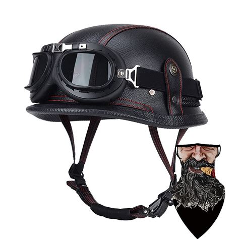 Buy Motorcycle German Leather Half Face Helmet100 Dotece Approved
