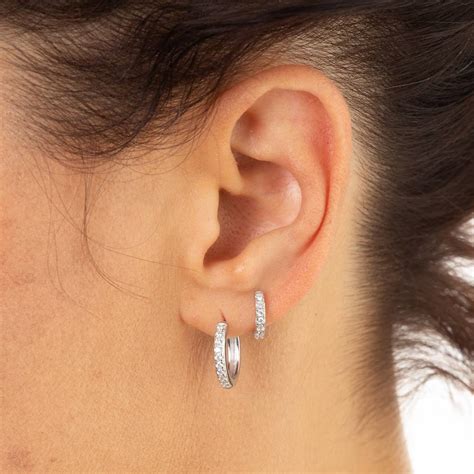 Large Huggie Hoop Earrings With Clear Stones By Scream Pretty