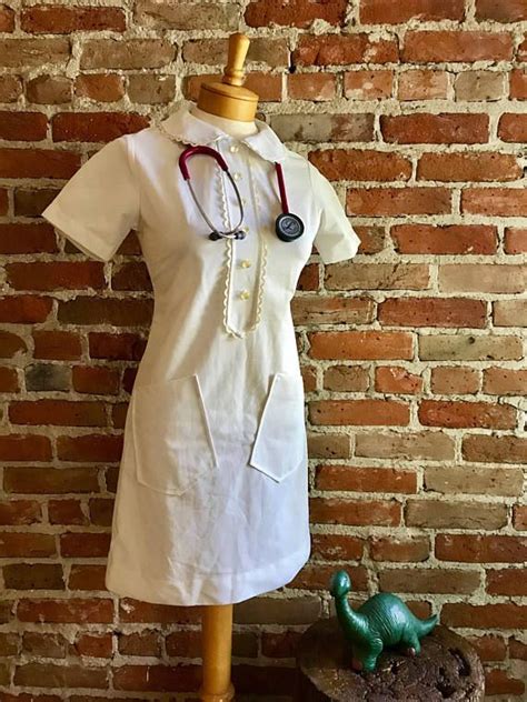 Vintage White Nurse Uniform With Lace Details Halloween Etsy Vintage Outfits White Vintage