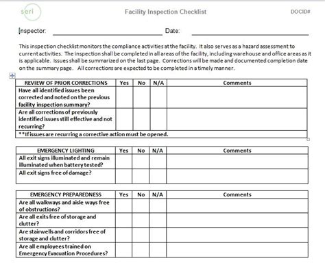 A user enters or types a date — september 6 in a cell of excel file. Facility maintenance checklist template format word and ...