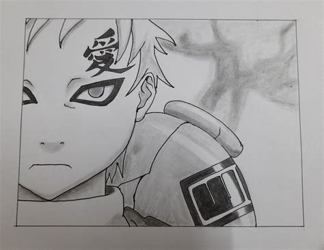 Sketch Of A Well Known Character From Naruto Series Named Gaara Also