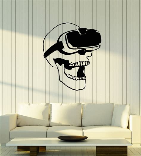 Art Of Decals Vinyl Wall Decal Skull Vr Headset Virtual Reality Gamer