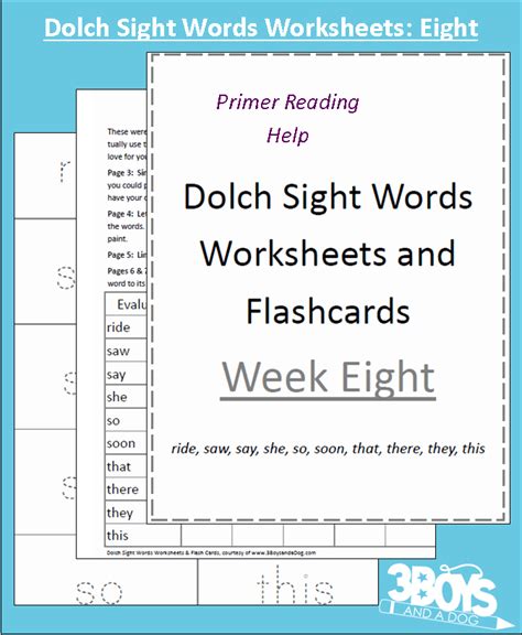 Dolch Sight Words Worksheets Week Eight 3 Boys And A Dog