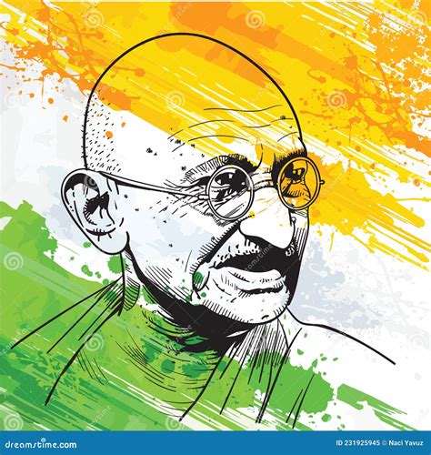 Vector Retrato De Mohandas Karamchand Gandhi Ilustración del Vector