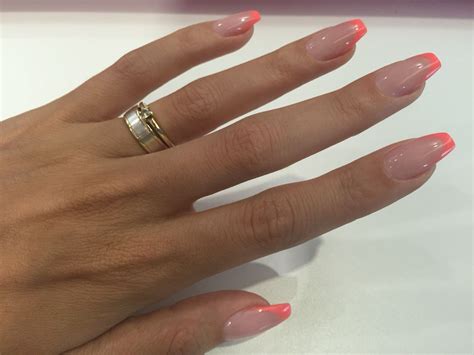 Ballerina Coffin Coral French Nails Pretty Acrylic Nails French Tip