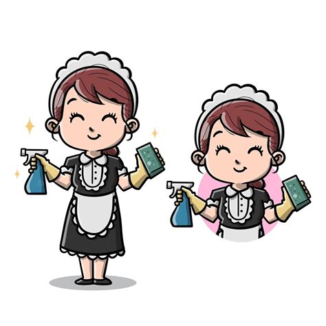 Premium Vector Cute Maid Girl Cartoon
