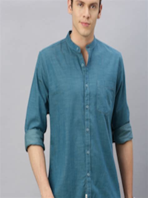 Buy Roadster Men Teal Blue Regular Fit Solid Casual Shirt Shirts For