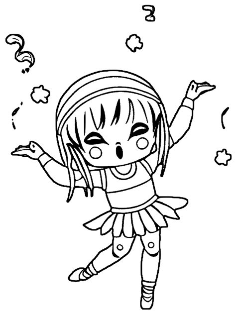 Cute Kawaii Chibi Girl Dancing Coloring Page · Creative Fabrica