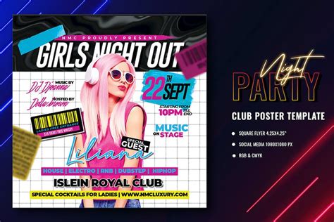 Girls Night Out Flyer Graphic Templates Envato Elements