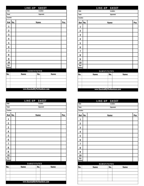 Printable Baseball Lineup Template