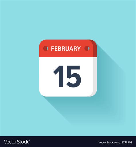 February 15 Isometric Calendar Icon With Shadow Vector Image