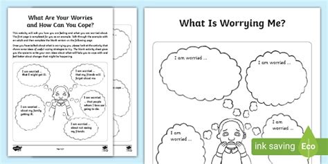 What Are Your Worries And How Can You Cope Worksheet