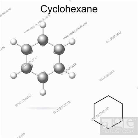 Structural Chemical Formula And Model Of Cyclohexane Molecule 2d And