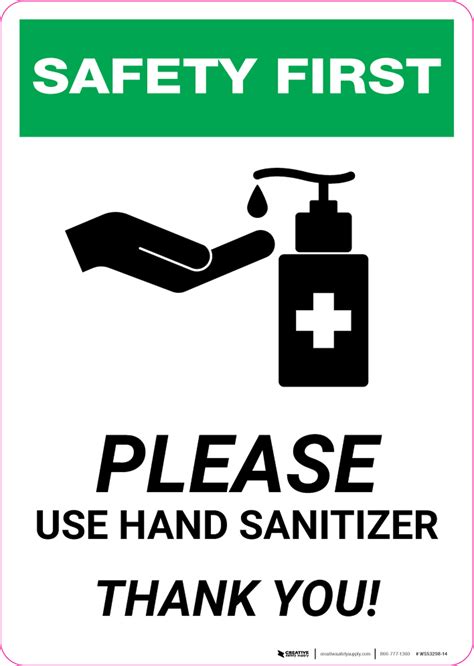 Place this a4 poster at your sanitising station to remind kids to sanitise their hands. Safety First: Please Use Hand Sanitizer - Thank you with ...