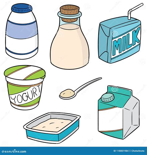Vector Set Of Milk Product Stock Vector Illustration Of Draw 118801984