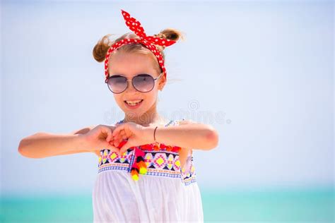 Adorable Little Girl Enjoy Beach Summer Vacation Stock Photo Image Of