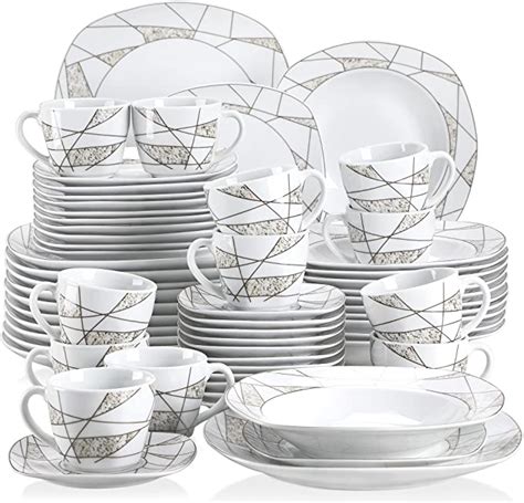Veweet Serena Pcs Service De Table Porcelaine Pcs Assiette Plate