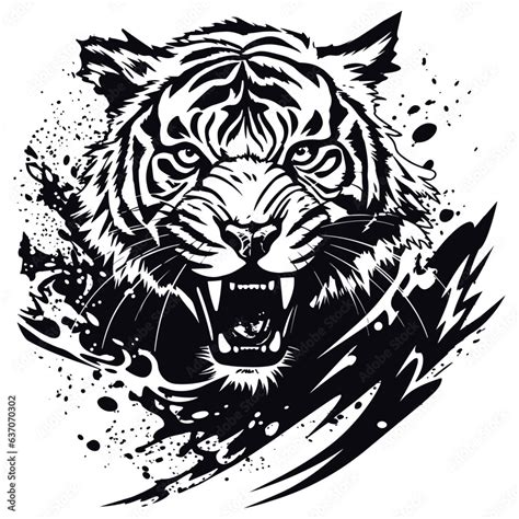 Angry Tiger Roaring Vector Art Isolated On Transparent Background