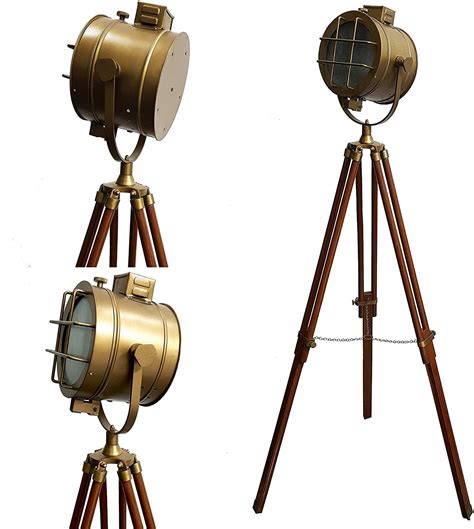 Antiques Art Vintage Marine Led Tripod Floor Lamp Antique Searchlight