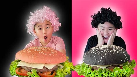 Black Vs Pink Food Challenge Kenneth Kenzo Twins Youtube