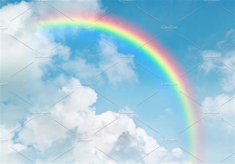 Rainbow In Blue Sky High Quality Abstract Stock Photos Creative Market