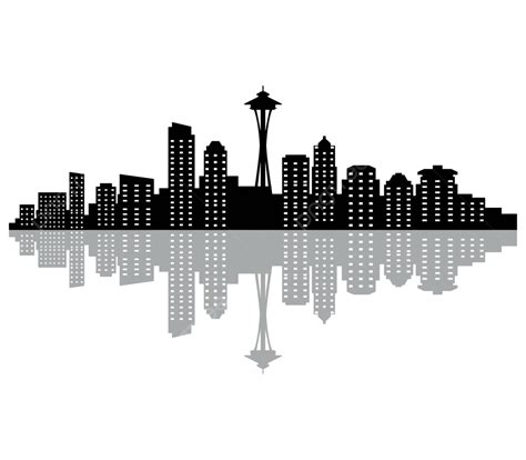 Seattle Skyline Town Panorama White Vector Town Panorama White Png