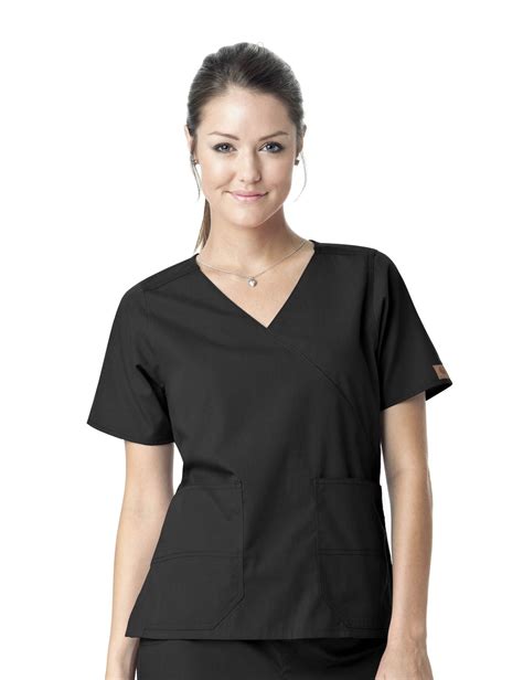 Download Two Pocket Premium Mock Wrap Scrub Top by Carhartt. Black ...
