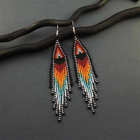 Native Beaded Earrings Seed Bead Earrings Native America Image
