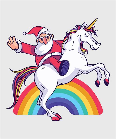 Santa Claus Rides Unicorn Christmas T Digital Art By Philip Anders