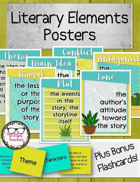 Literary Elements Posters And Flashcards Tribal Cactus Theme Literary