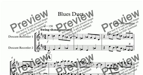 Blues Duet For Descant Recorder Download Sheet Music Pdf File