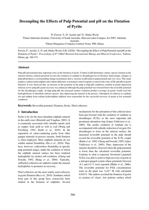 Pdf Decoupling The Effect Of Pulp Potential And Ph On The Flotation