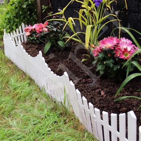 Pcs White Flexible Plastic Garden Picket Fence Lawn Grass Edge Edging