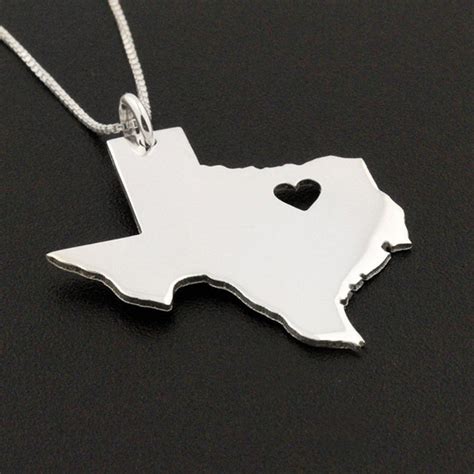 Texas Necklace Personalized Sterling Silver Bright Satin Etsy Texas