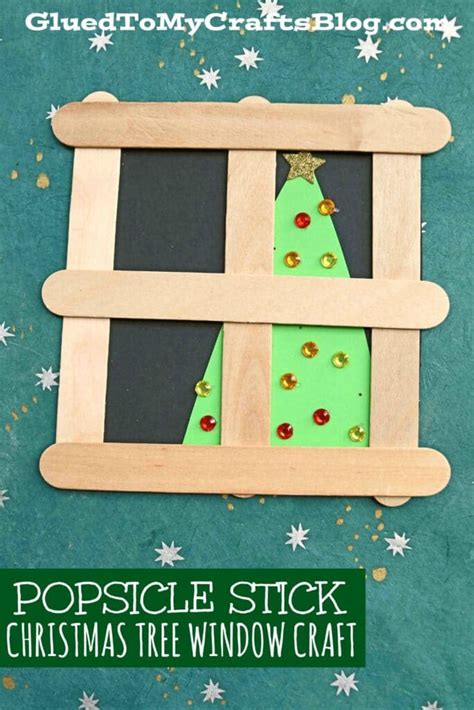 Popsicle Stick Tree In Window Craft Stick Christmas Tree Popsicle