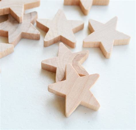 50 Miniature Wooden Stars 1 Unfinished Wooden Stars Etsy