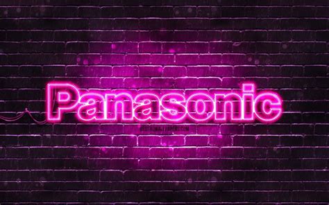 Download Wallpapers Panasonic Purple Logo 4k Purple Brickwall