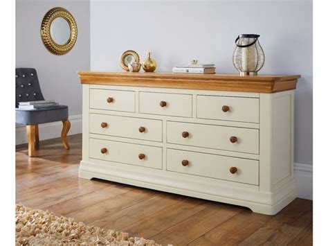 Farmhouse Country Oak Cream Painted 3 Over 4 Chest Of Drawers Summer