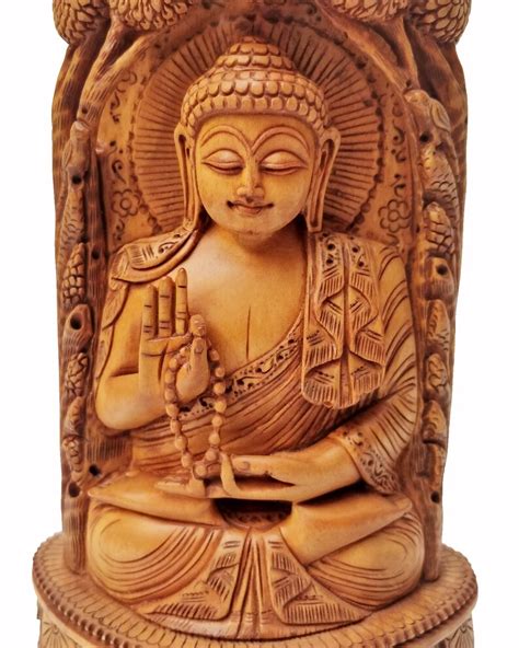 Wooden Buddha Gautham Buddha Statue Two Side Carved Etsy