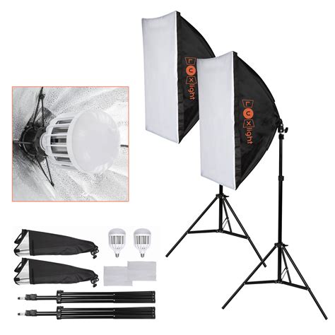 2 Led Softbox Lighting Kit Portable Continuous Photography Video