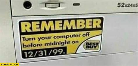 Computer Sticker Remember Turn Your Computer Off Before Midnight 12 31