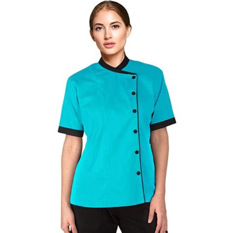 Uniformates Short Sleeves Only Womens Chef Coat Jacket Turquoise Xl