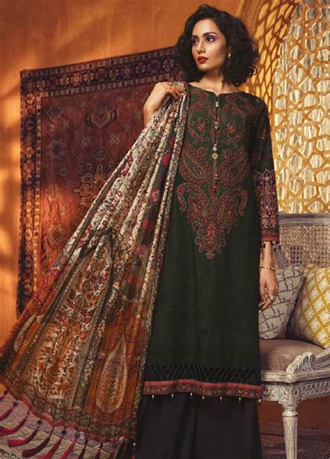 Maria B Embroidered Khaddar Unstitched 3 Piece Suit Mbp19we 7012 B