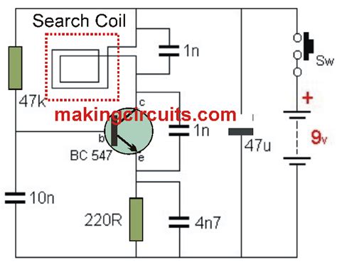 Metal Detector Circuit Using Single Transistor Tutorial