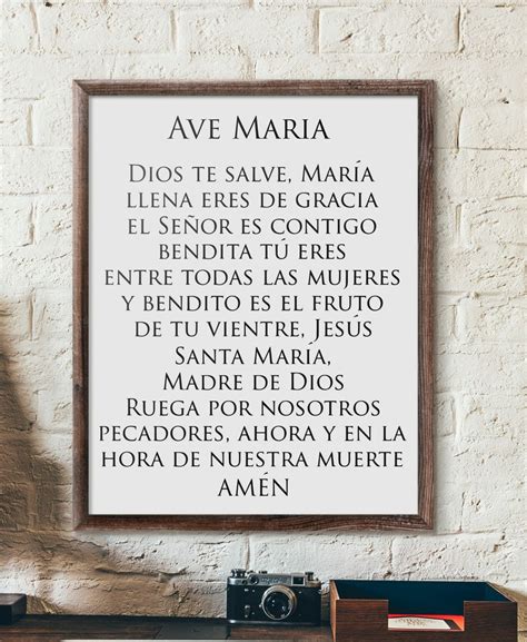 Ave Maria Prayer Oración Ave Maria Spanish Christian Etsy