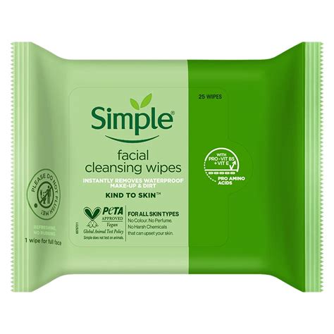 Simple Kind To Skin Cleansing Facial Wipes 25 Pack Of 6