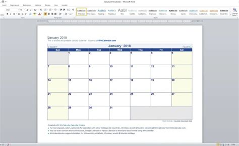 Ms Word Calendar Templates Printable Calendar Template Free Printable