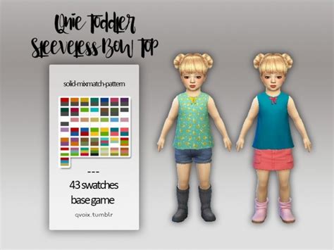 Qnie Toddler Sleeveless Bow Top At Qvoix Escaping Reality Sims 4